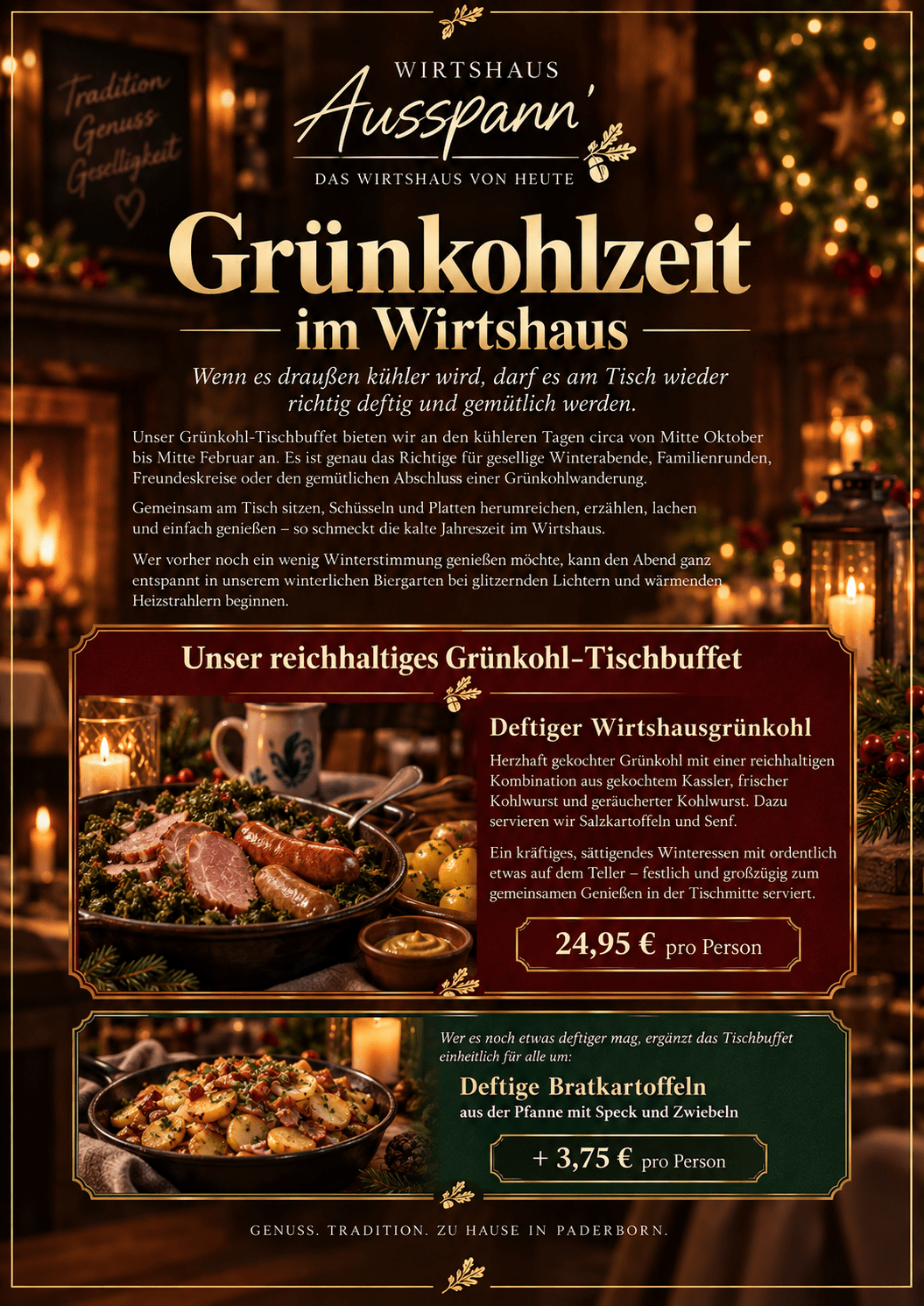 Grünkohlzeit im Wirtshaus Ausspann´ - Paderborn