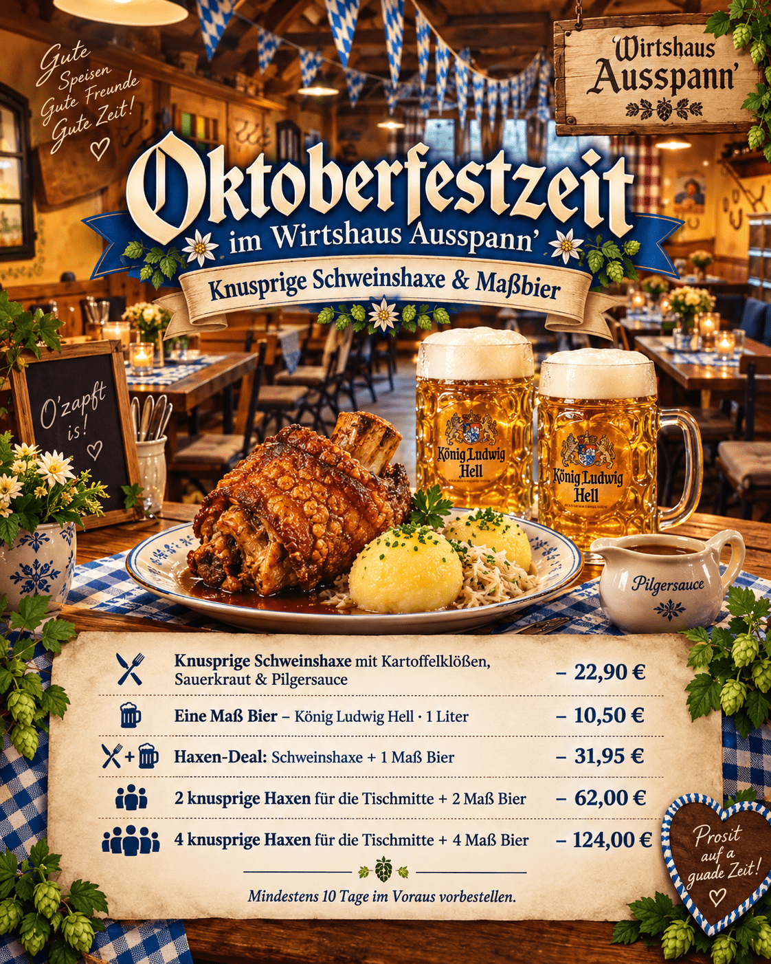 Oktoberfestzeit - Schweinshaxe Wirtshaus Ausspann´ - Paderborn